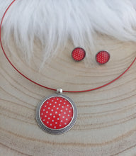 Charger l&#39;image dans la galerie, Duo Promo Collier &amp; Boucles D&#39;oreilles assorties ❤ Fait-main ❤  Pois rouge blanc