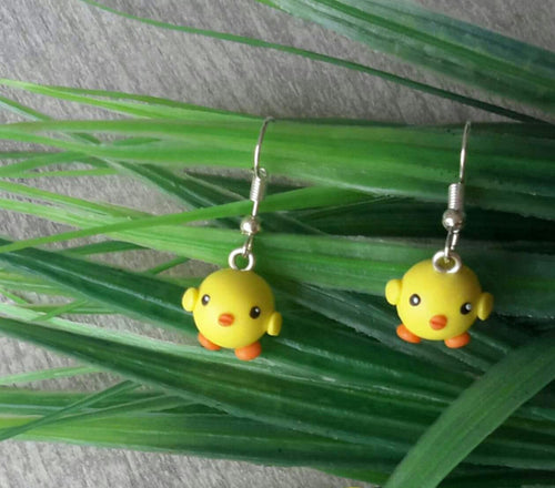 Boucles d'oreilles    Piou Piou  ❤ Fait main ❤ Pâte polymere   poussins jaunes